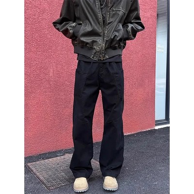 美式高级vibe黑色工装裤男潮牌