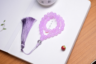 泰斯比哈礼拜赞珠33颗天然紫粉玉髓玛瑙手持串民族Muslim礼品念珠