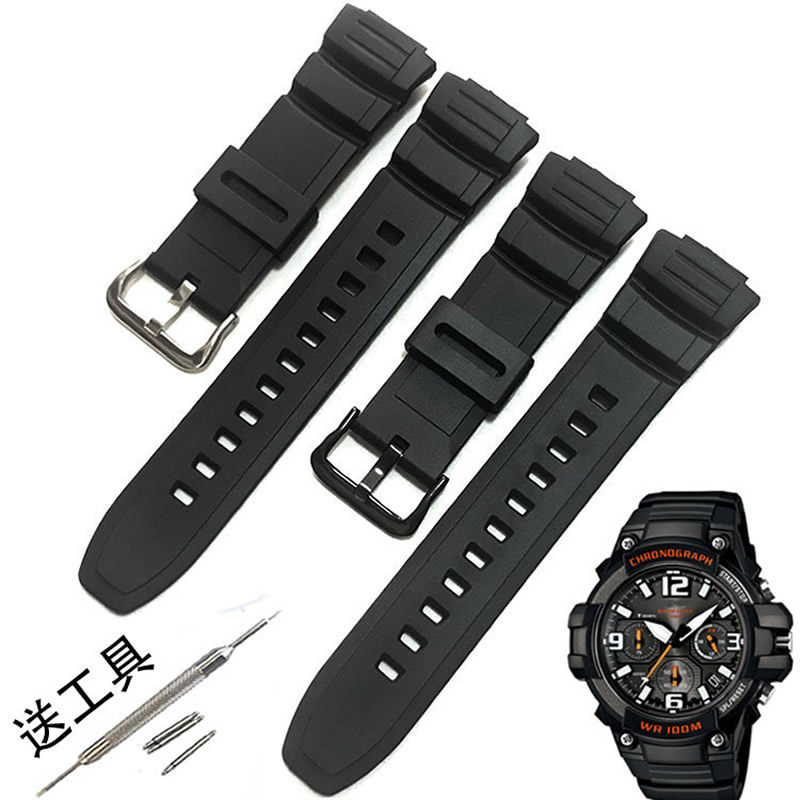 适配卡西欧w-s220 hdd-s100 mcw-100 110h ae-2000w橡胶表带16mm