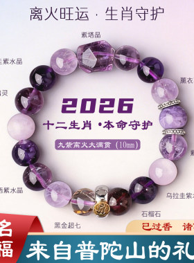 九紫离火天然紫水晶紫龙晶超七水晶手串2026马年本命年12生肖手链