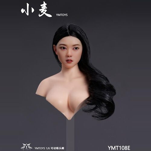 接单 YMTOYS 1/6 可动眼亚洲女头雕 小麦YMT108 适合PH包胶女素体