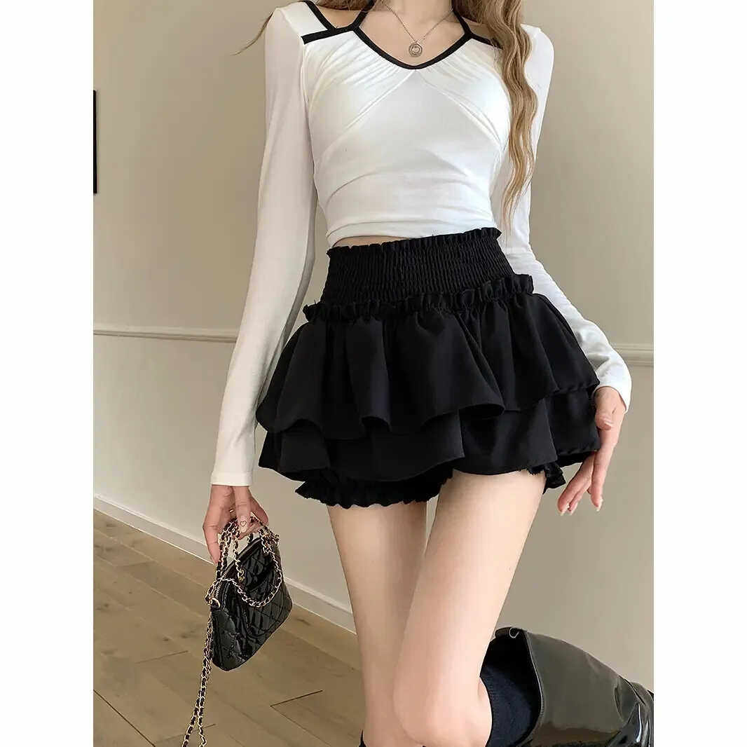 黑色蛋糕半身裙女春夏季2024新款高腰显瘦芭蕾风设计感蓬蓬短裙子,女装/女士精品,半身裙,淘宝优惠券,粉丝福利购,淘宝优惠卷