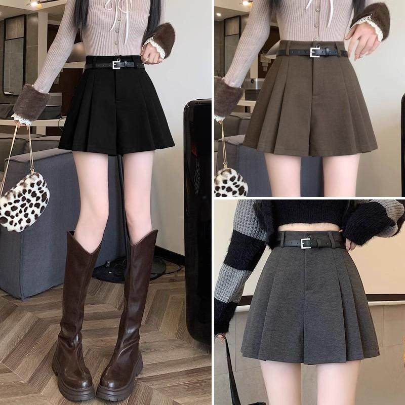 高腰显瘦咖啡色休闲a字短裤