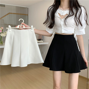 夏2022新款 设计感小众A字裙黑色蓬蓬短裙子高级感小个子半身裙女