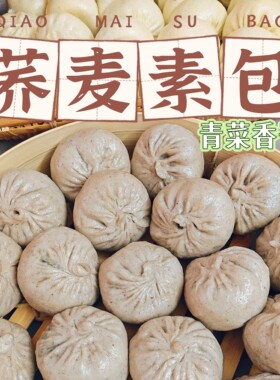 盐阜特产手工荞麦包青菜香干包素包优质碳水粗粮荞麦包子10个