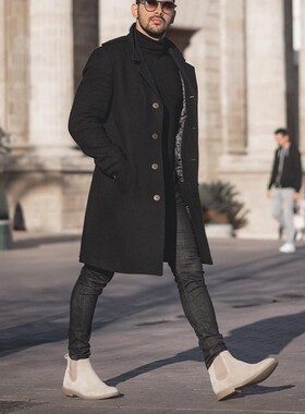 Men winter long woolen overcoat youth casual jacket man coat