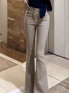 美式复古ins微喇叭牛仔裤女新款弹力高腰修身直筒显瘦辣妹马蹄裤