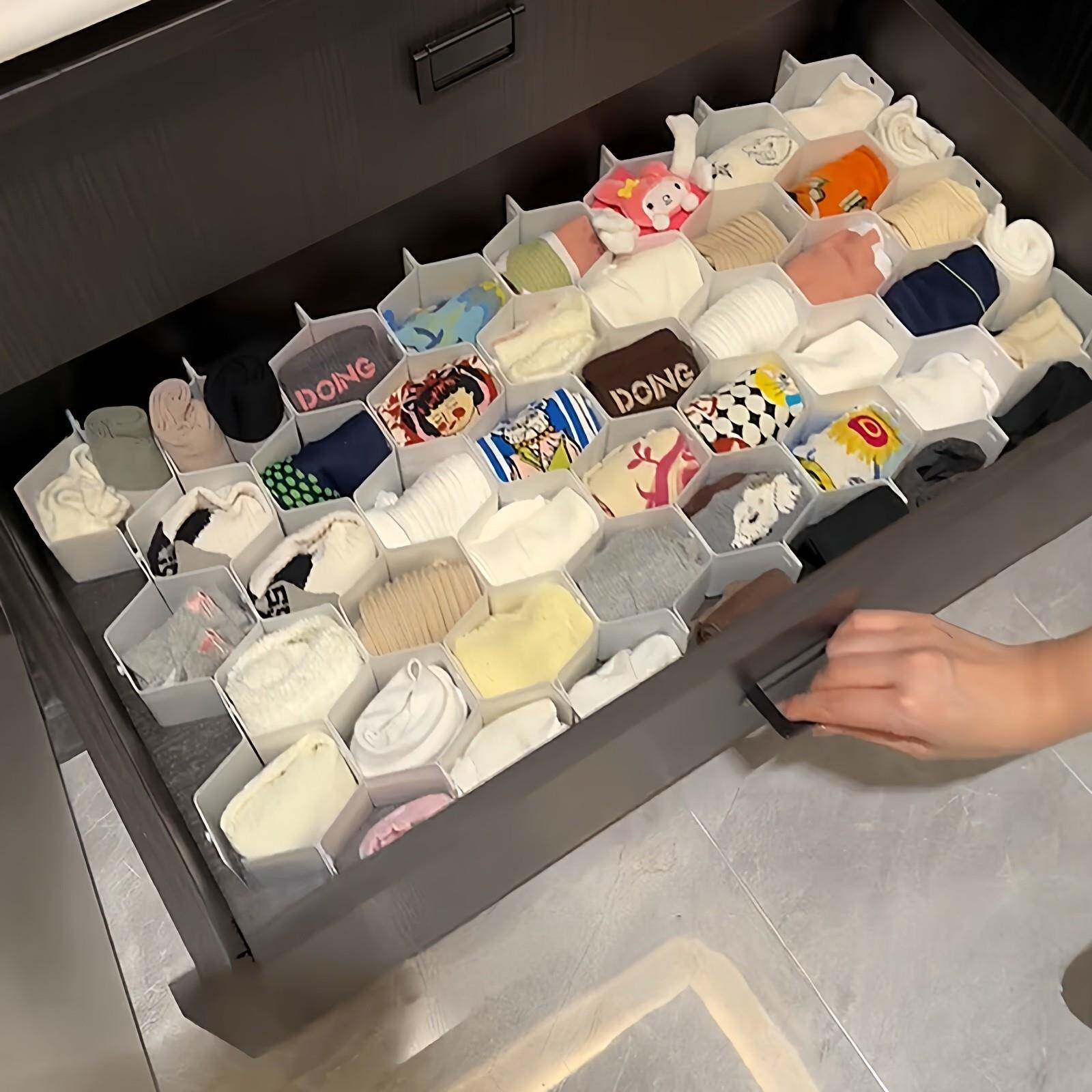 袜子收纳蜂窝式抽屉隔板内衣整理格分区收纳节省空间可裁剪免打孔