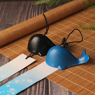 阳台挂饰复古烟花铁器铃铛 露营装饰品日式铸铁鲸鱼铁风铃