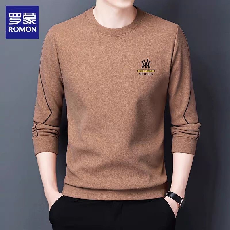 罗蒙休闲卫衣男士圆领上衣服2026年春秋季新款潮流宽松长袖t恤男