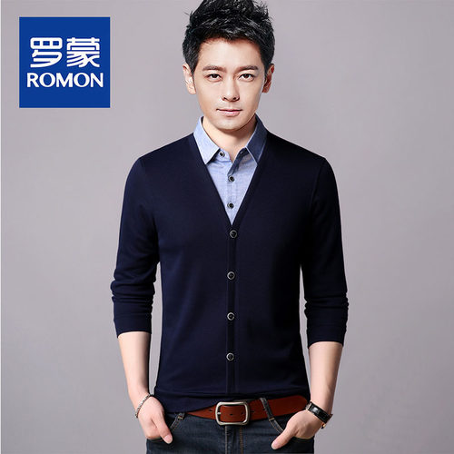 罗蒙假两件毛衣男士内搭线衣春季上衣服2026新款纯色打底针织衫男