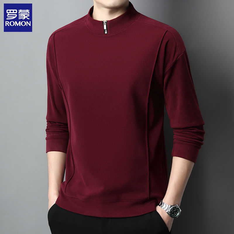 罗蒙卫衣男款秋冬德绒保暖本命年红色衣服新款中老年爸爸休闲上衣