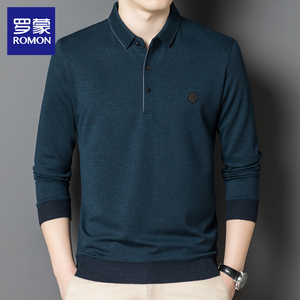 Romon/罗蒙2024春秋季新款男士T恤中青年polo打底衫男士商务上衣