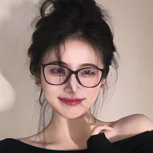 简约气质镜框女士黑金框全框眼镜男女通用TR金属镜架防蓝光平光镜