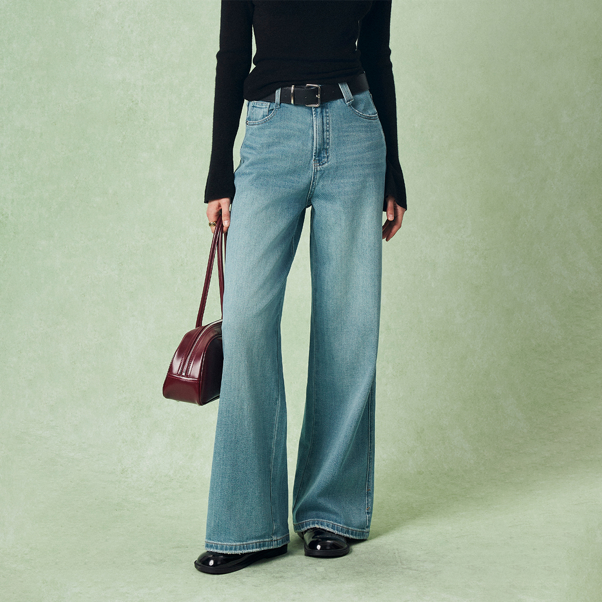 CLMX 土耳其织造微弹棉氨混纺牛仔 VTG直筒磨白水洗牛仔裤赠皮带