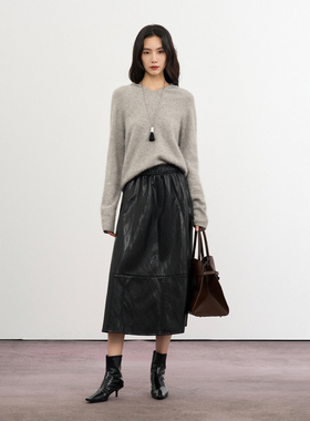 CLMX连帽套头长袖针织衫26支羊绒羊毛混纺细针纱线秋冬通勤上衣女