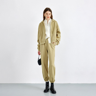 CLMX 慵懒自如 随意又不乏高级感 连帽短卫衣外套/松紧抽绳腰卫裤