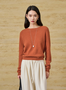 CLMX时髦多色圆领长袖短款套头针织衫绵羊毛混纺纱线秋冬通勤上衣