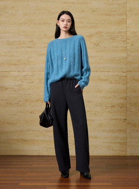 CLMX 亲肤羊毛经典松弛有型套头针织衫圆领插肩袖短款宽松毛衣