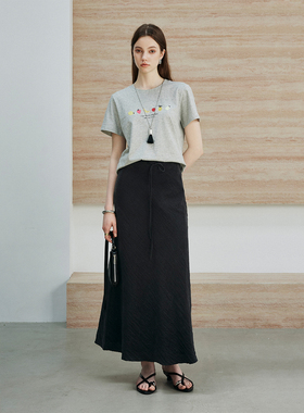 CLMX 光洁细腻100%纯棉织造面布  百搭通勤风小廓形水果印花T恤衫