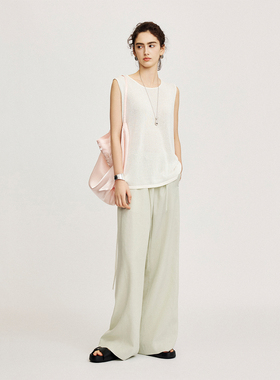 CLMX简约通勤上衣重磅透气和纸真丝莱赛尔纱面料系带无袖背心女