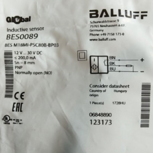 M18MI 原装 BALLUFF巴鲁夫传感器BES0089 BES BP03接近开关 PSC80B
