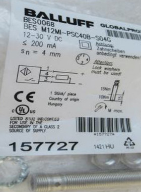 原装BALLUFF巴鲁夫传感器近接开关 BES M12MI-PSC40B-S04G 157727
