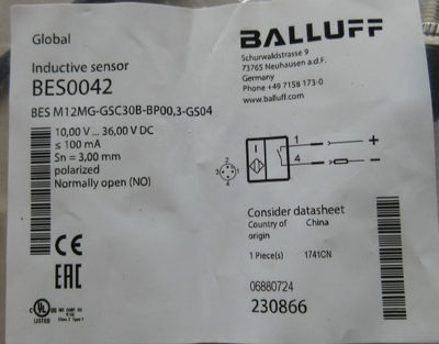 原装BALLUFF巴鲁夫传感器BES0042 BES M12MG-GSC30B-BP00,3-GS04