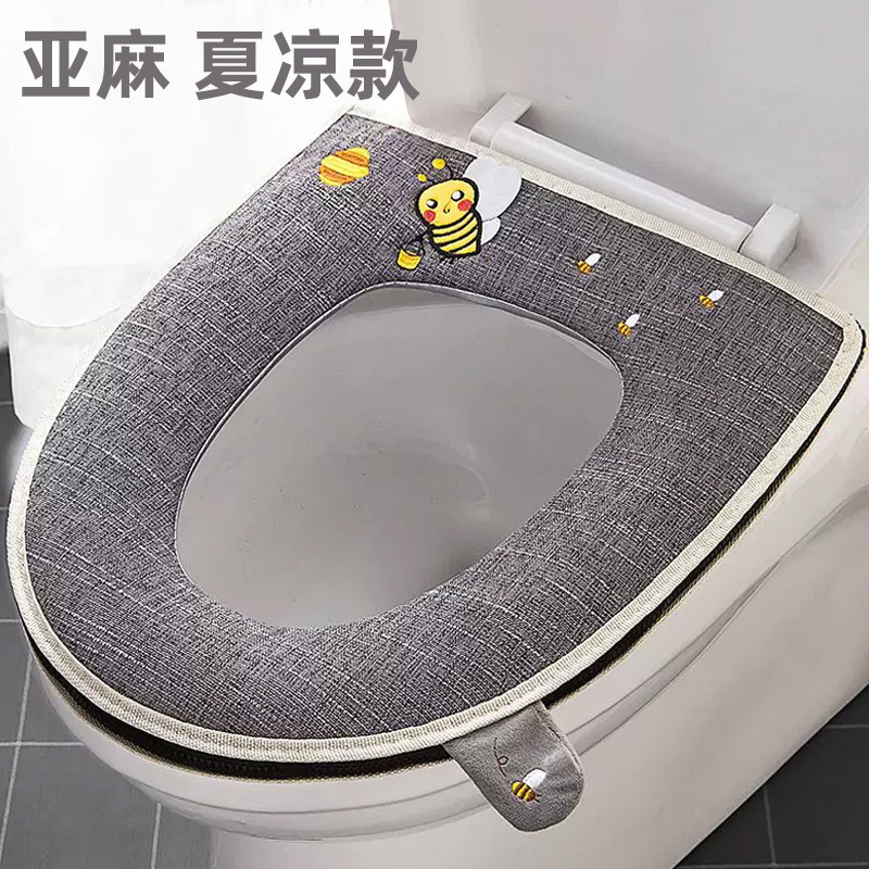 小拾亚麻马桶坐垫夏天四季通用图片