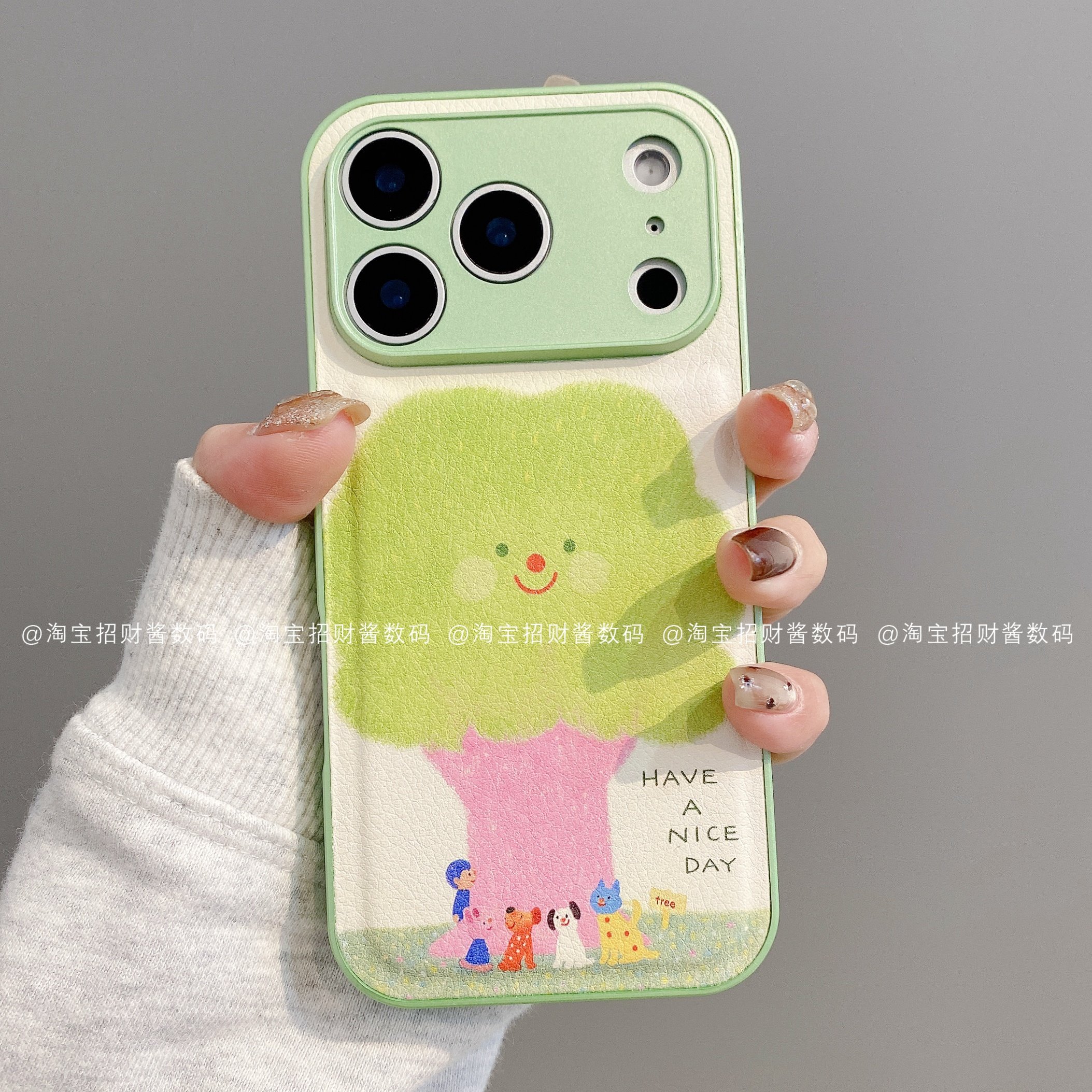 微笑动物树潮金属鼓皮适用iphone17pro手机壳苹果16pro/15/14/13/12保护套华为mate60pro/70荣耀vivo小米oppo