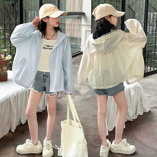 女童2026夏款防晒衣薄款连帽外套中大儿童洋气韩版宽松休闲皮肤衣