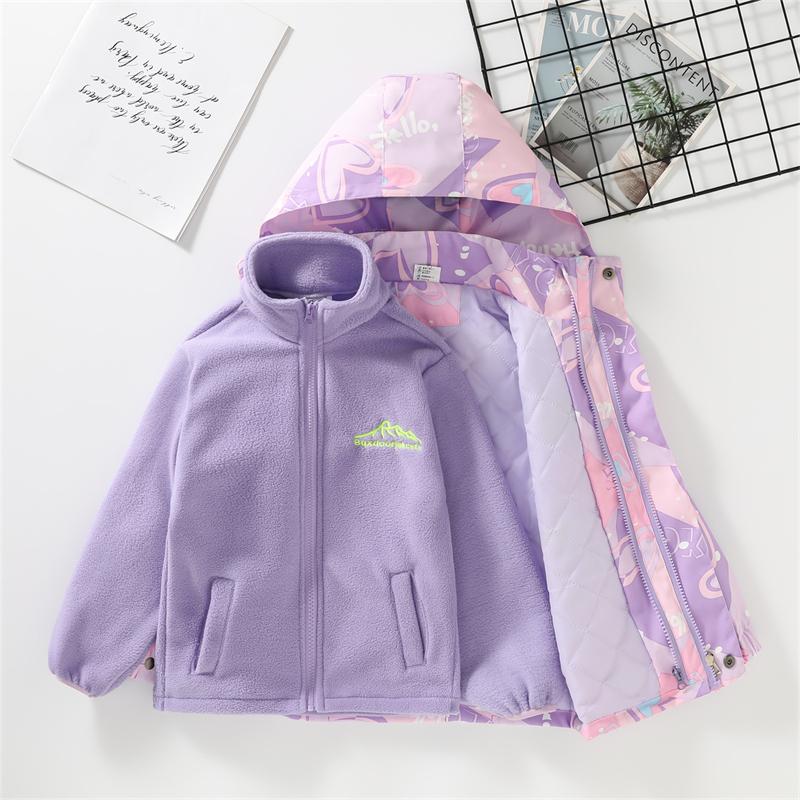 女童冲锋衣加绒内胆可拆卸