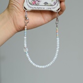 白蝶贝小猫手机挂绳手提挂链女双链创意手工串珠挂件新款 手拎防丢