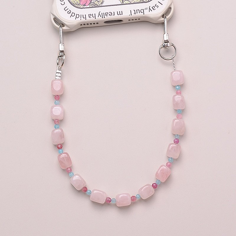 天然粉水晶红碧玺手机链百搭女款纯欲时尚女手机挂绳手提挂链双头,3C数码配件,手机挂件/手机链,淘宝优惠券,粉丝福利购,淘宝优惠卷