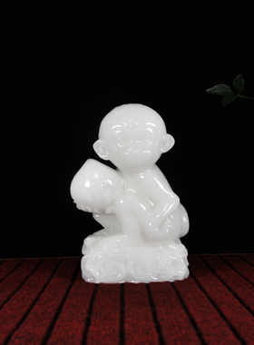 盛丰玉器白玉招财镇宅猴客厅摆件