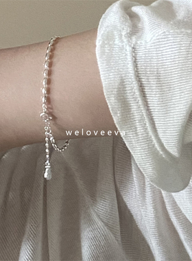 NEW weloveeva/acc 韩国S925纯银 高级简约橄榄型手链