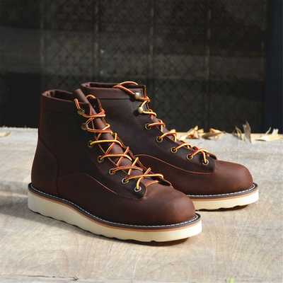 何立亮复古手工真皮15552短脸、靴男女工装靴户外马丁靴机车厚底