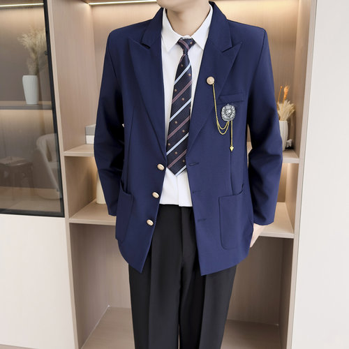 【JK20】藏青色DK制服西装男士三粒扣痞帅休闲百搭学院风JK小西服