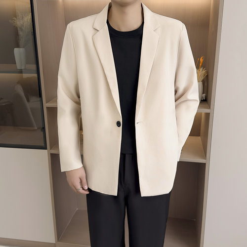 【Y73】杏色休闲西装男士垂坠感商务通勤痞帅高级感免烫西服外套
