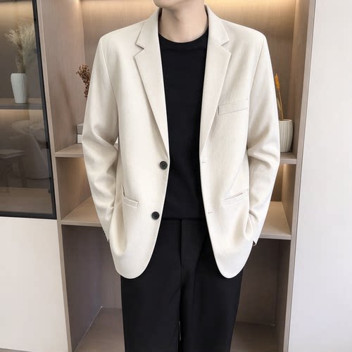 【Y72】卡其色休闲小西装男士商务通勤痞帅垂坠感轻熟风西服外套