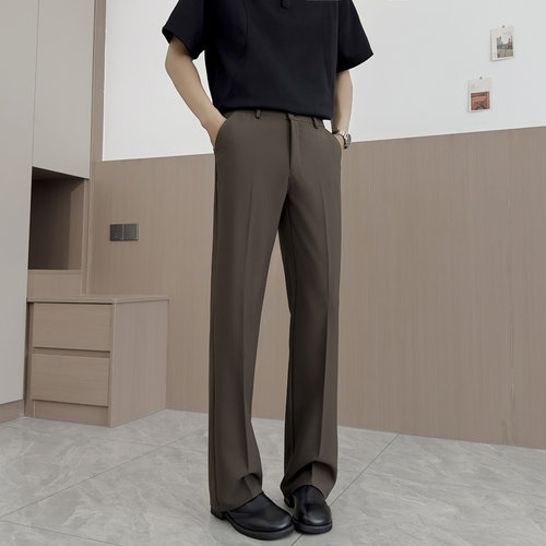 【K77】茶色微喇西裤男士显高显瘦垂感轻熟风商务通勤休闲西装裤