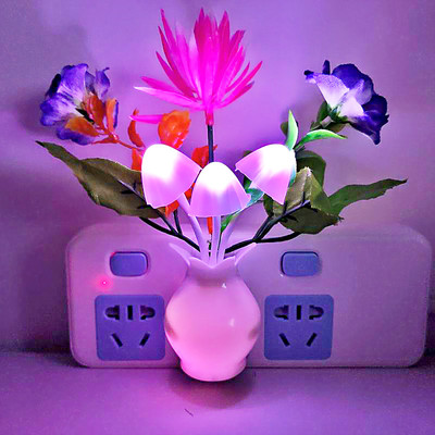 天黑自动亮灯 LED光控感应小夜灯插电卧室睡眠灯夫妻房浪漫床头灯