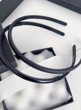 黑色发箍韩国简约树脂头箍女波浪发卡头饰洗脸细款带齿防滑高级感