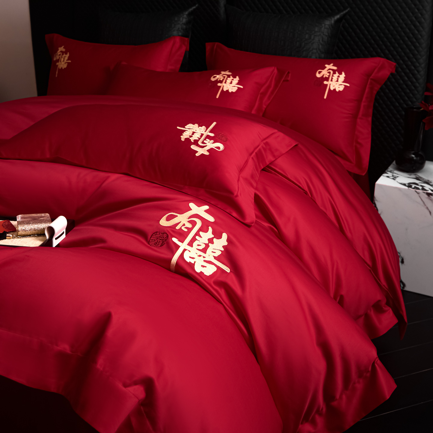 小红书爆款推荐不掉色婚庆四件套