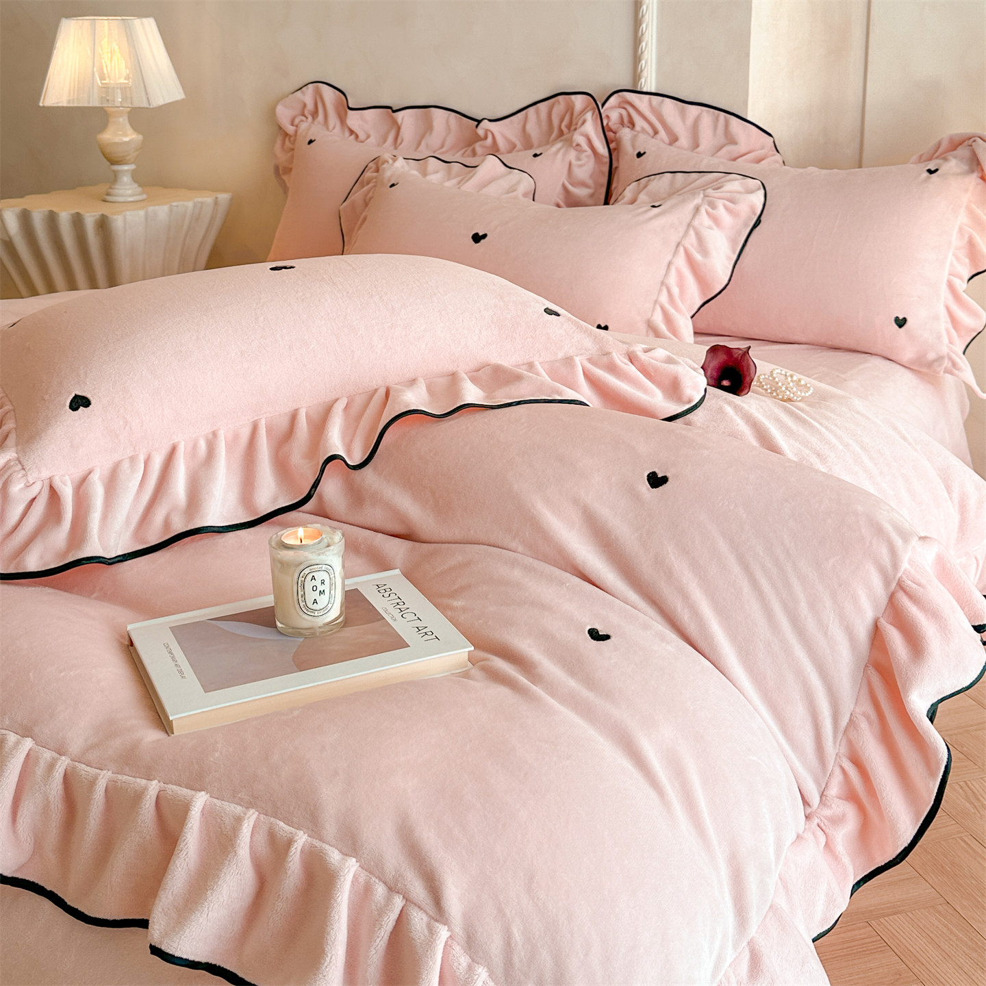 法式公主风冬季加厚牛奶绒四件套