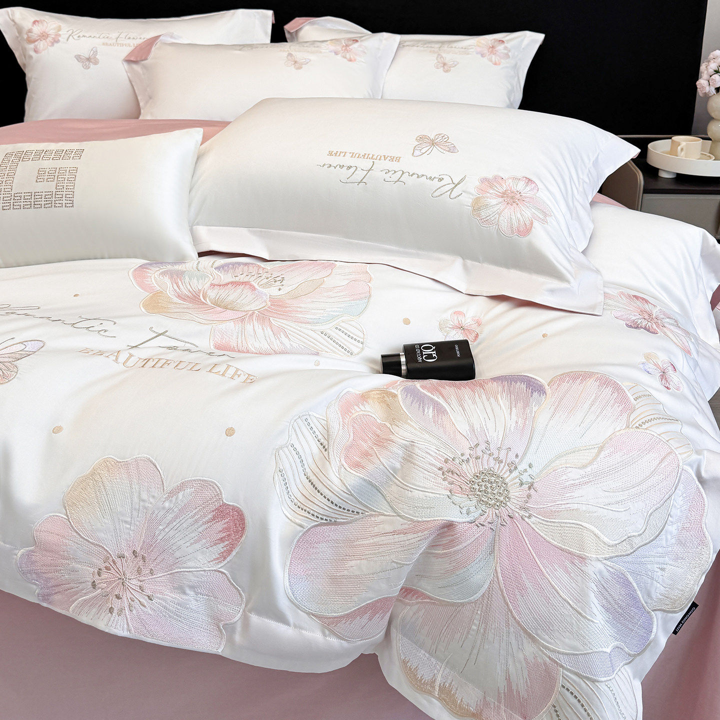 A类母婴级长绒棉超柔四件套100全棉纯棉刺绣被套主卧裸睡床单床品