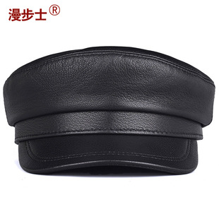 羊皮平顶帽男秋冬季休闲中老年人2025年秋冬经典款真皮男款帽子男