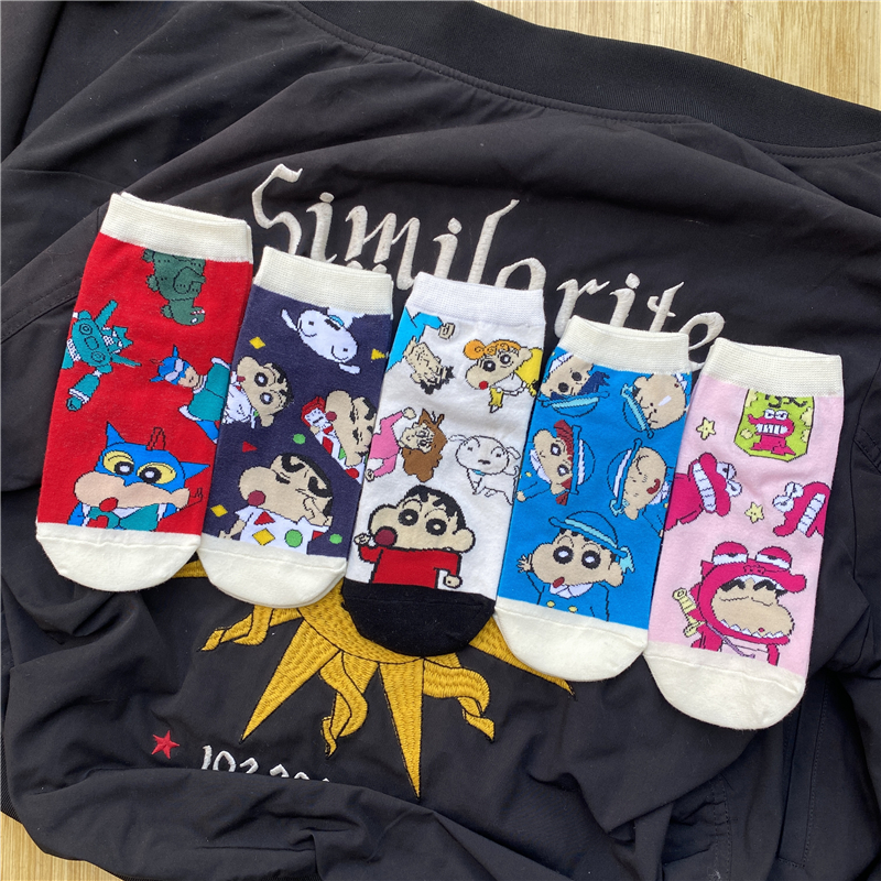 夏季包邮5双装短筒袜子女ins情侣百搭日系卡通日系动漫浅口袜运动