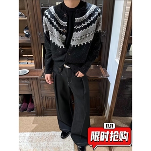 2025年冬季新款美式开衫毛衣男女装情侣慵懒松弛针织衫外套潮ER88