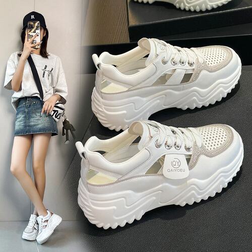 厚底包头凉鞋女2026夏季新款真皮镂空百搭休闲运动增高透气老C-09